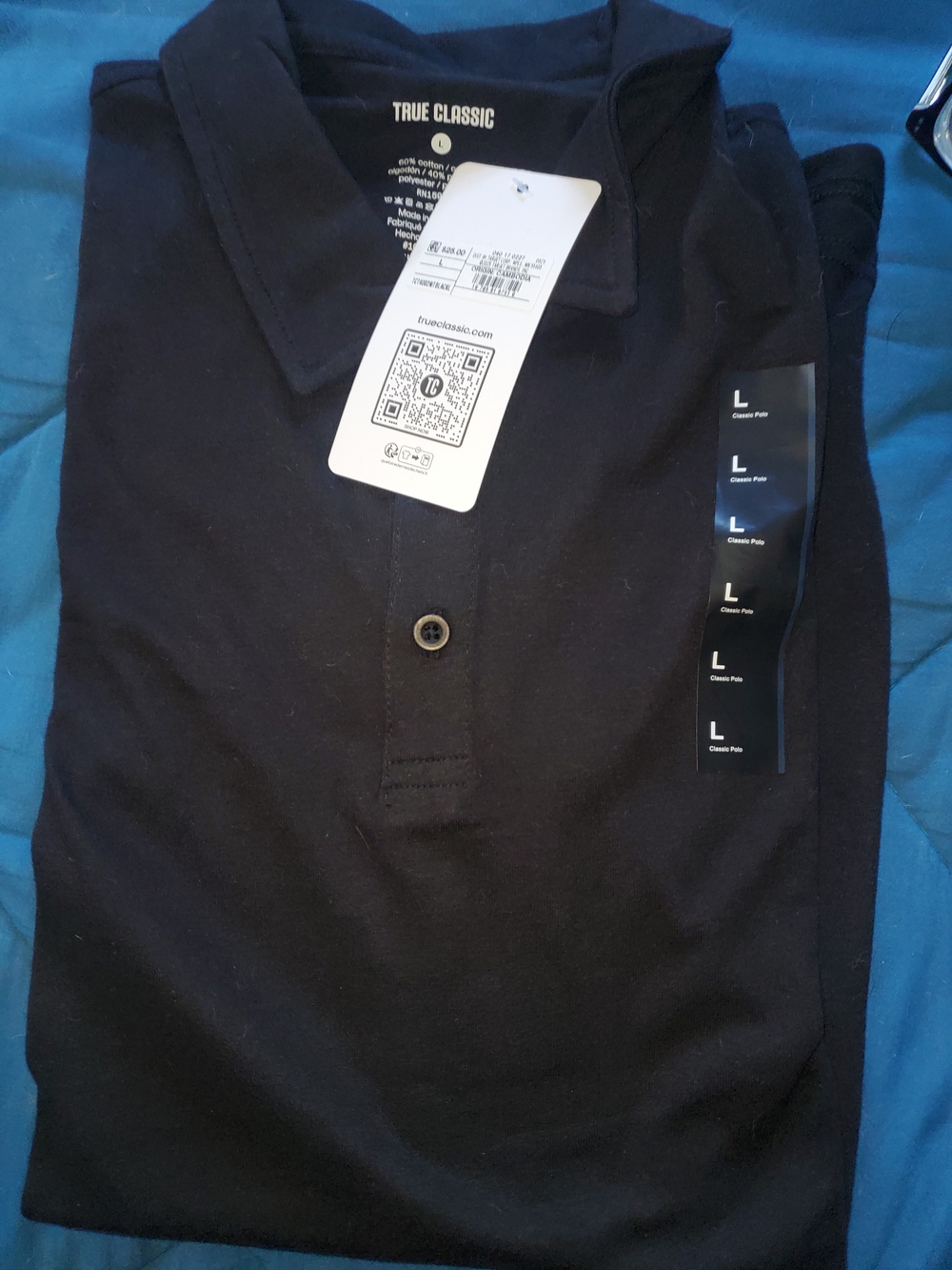 True Classic Men's Black Polo - Classic Fit